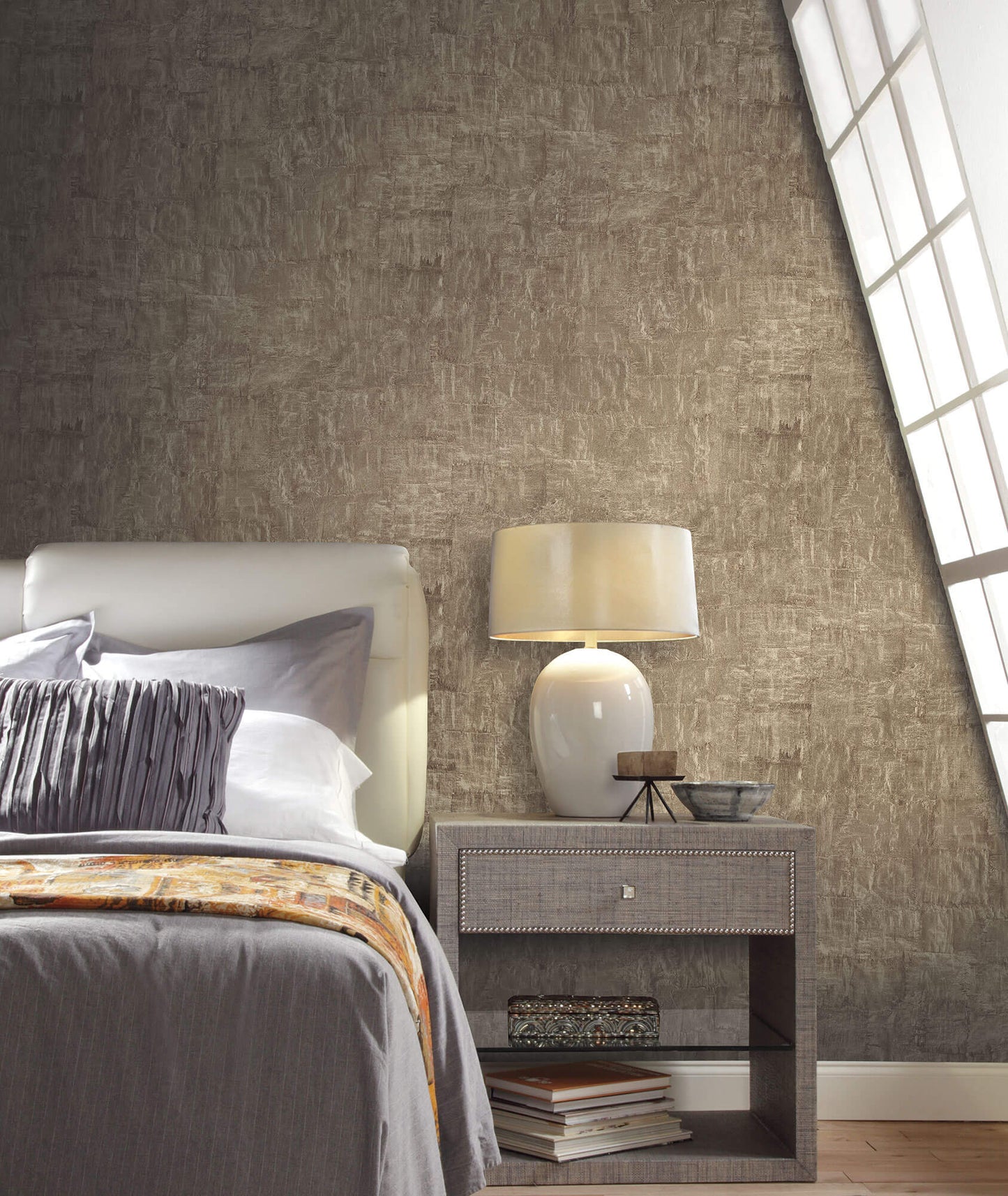 Urban Oasis Brushstrokes Wallpaper - Brown