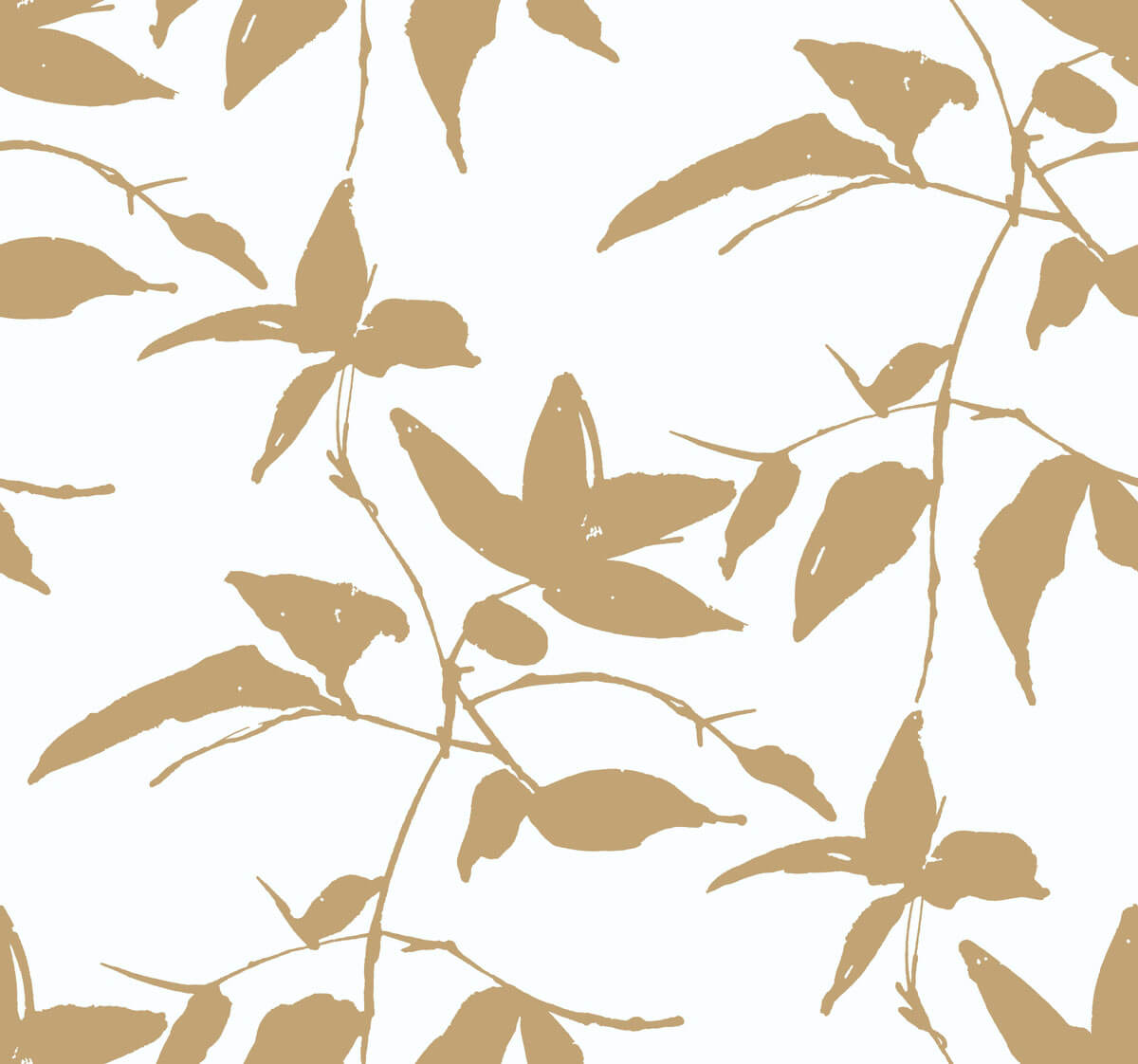 Ronald Redding Persimmon Leaf Wallpaper - Gold & White