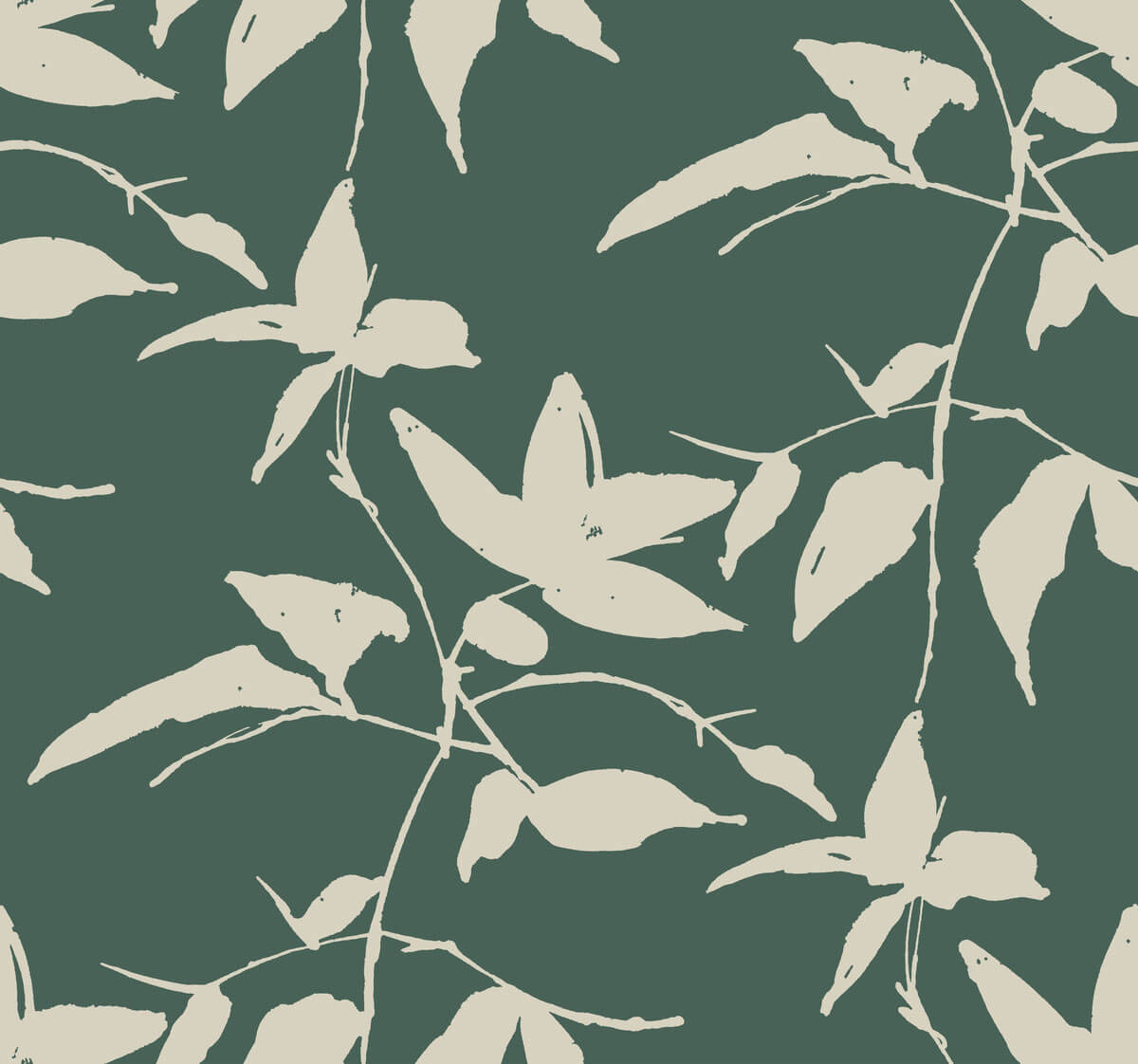 Ronald Redding Persimmon Leaf Wallpaper - Dark Green