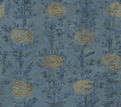 Ronald Redding French Marigold Wallpaper - Blue & Gold