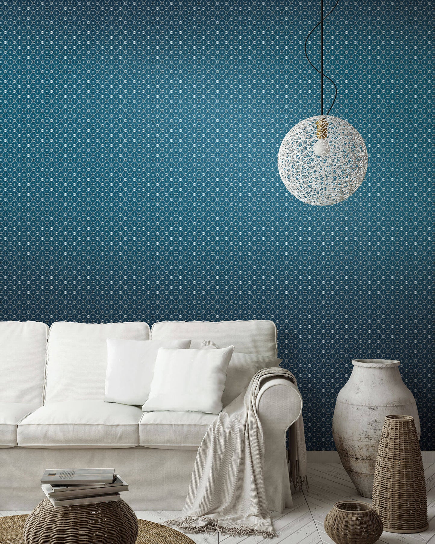 Ronald Redding Fretwork Wallpaper - Blue