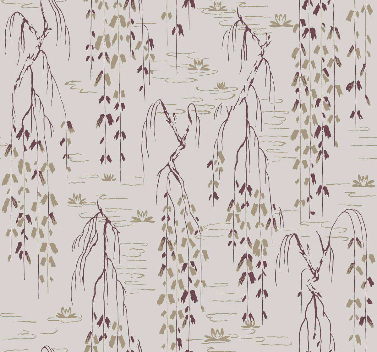 Ronald Redding Willow Branches Wallpaper - Grey & Purple