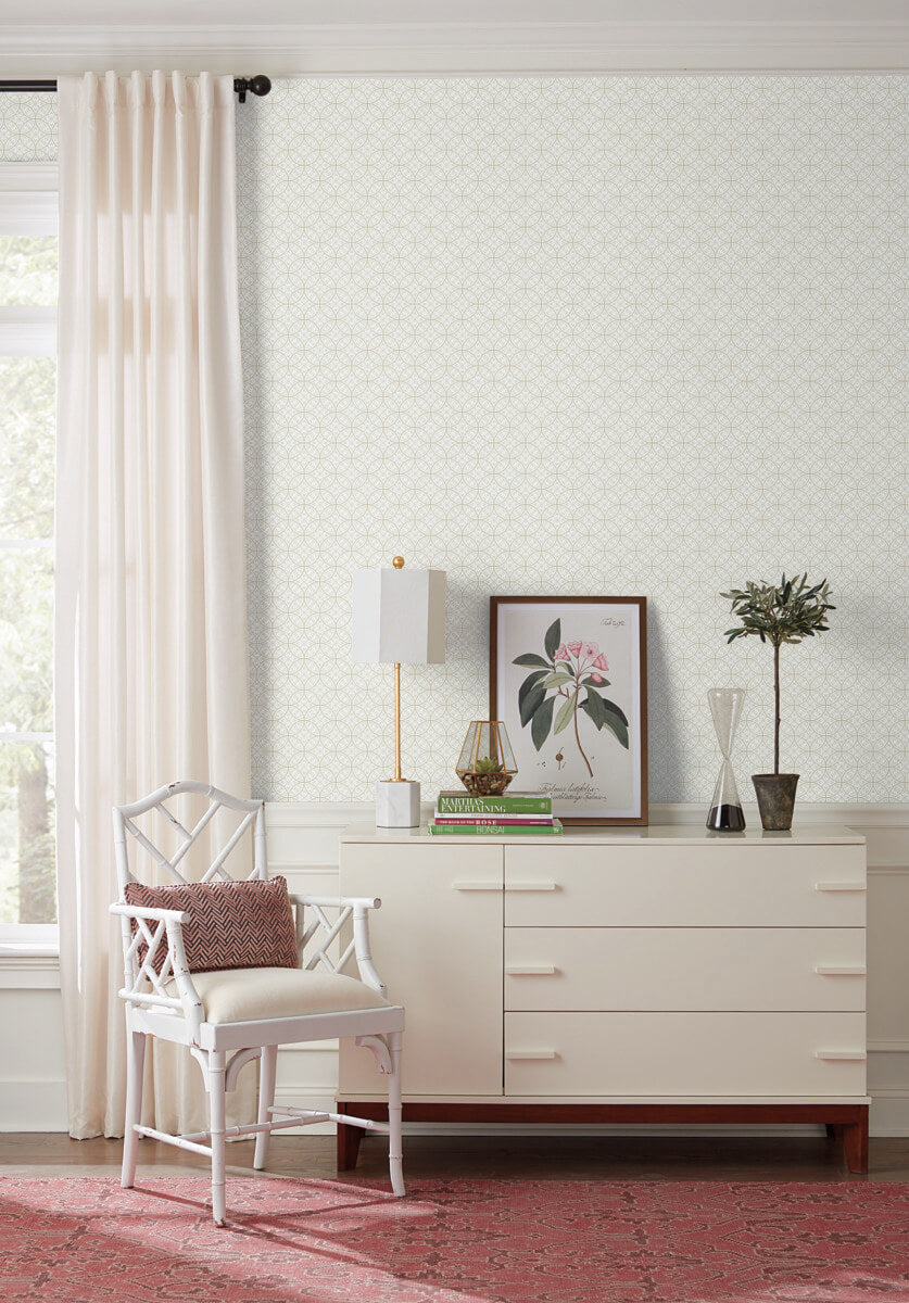 Silhouettes Lacey Circle Geo Wallpaper - Cream & Gray