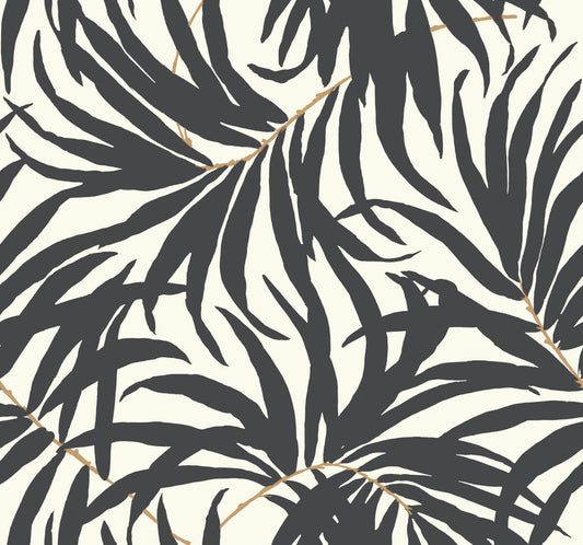 Tropics Resource Library Bali Leaves Wallpaper - Black