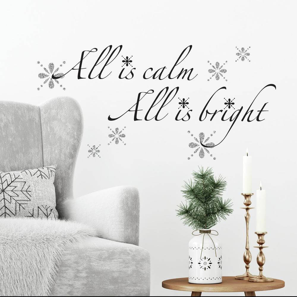 All is Calm, All is Bright Quote Christmas Wall Decal