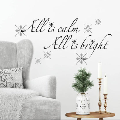 All is Calm, All is Bright Quote Christmas Wall Decal