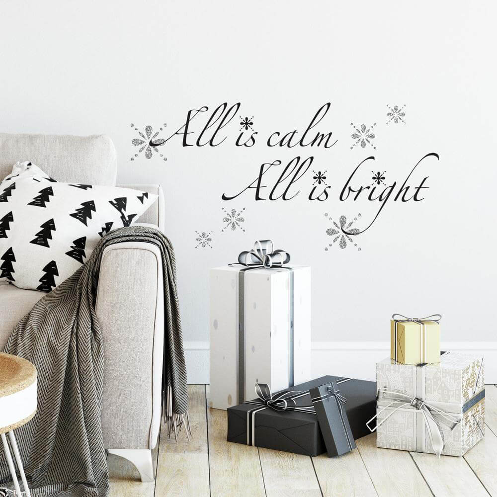 All is Calm, All is Bright Quote Christmas Wall Decals