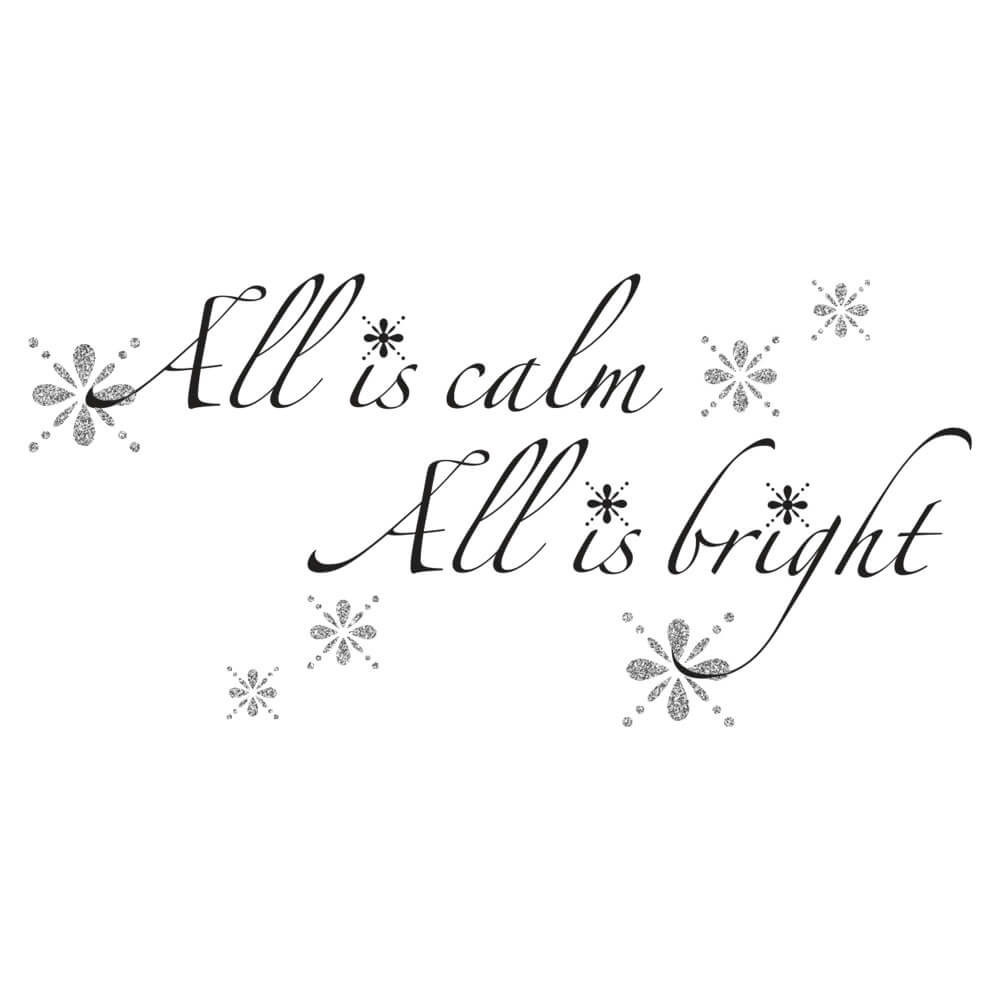 All is Calm, All is Bright Quote Christmas Wall Sticker