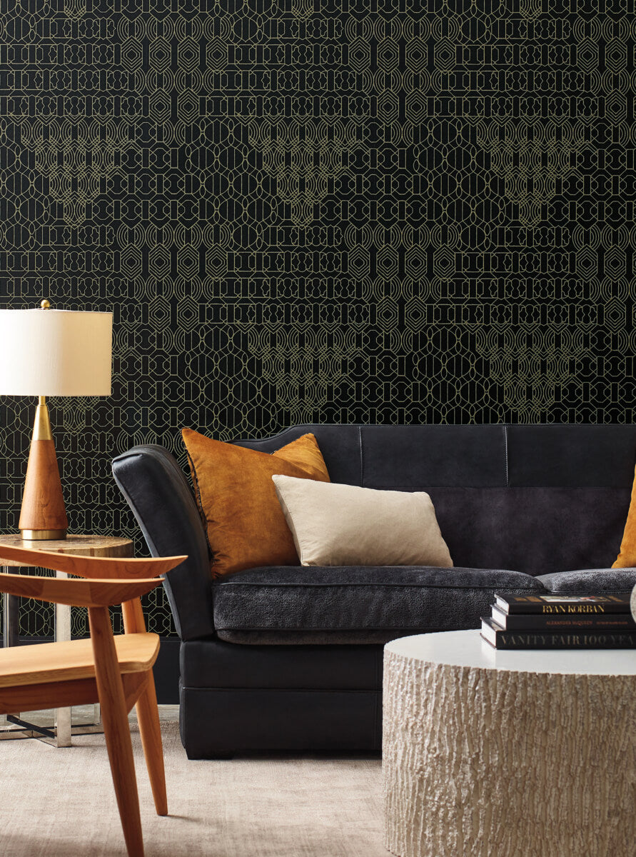 Antonina Vella Bohemian Luxe Modern Chandelier Wallpaper - Black