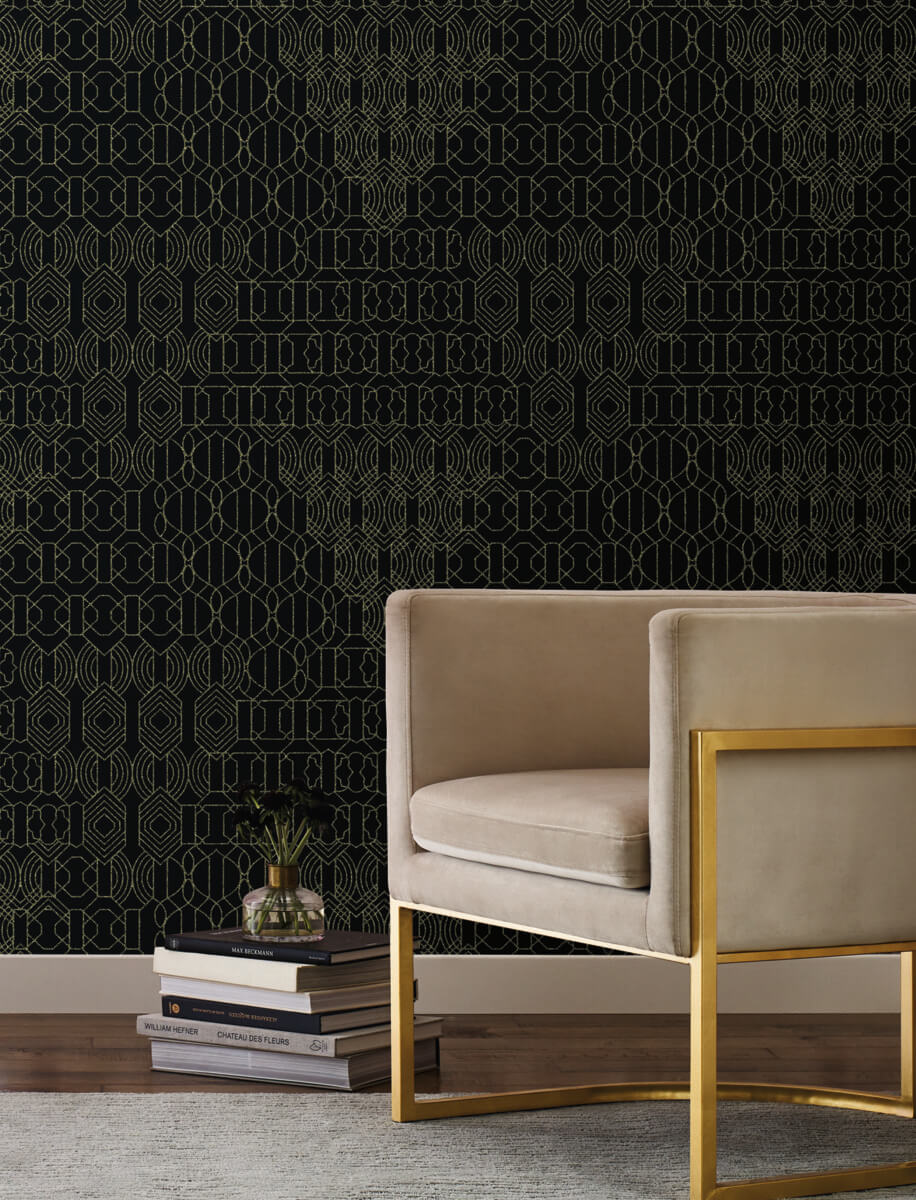 Antonina Vella Bohemian Luxe Modern Chandelier Wallpaper - Black