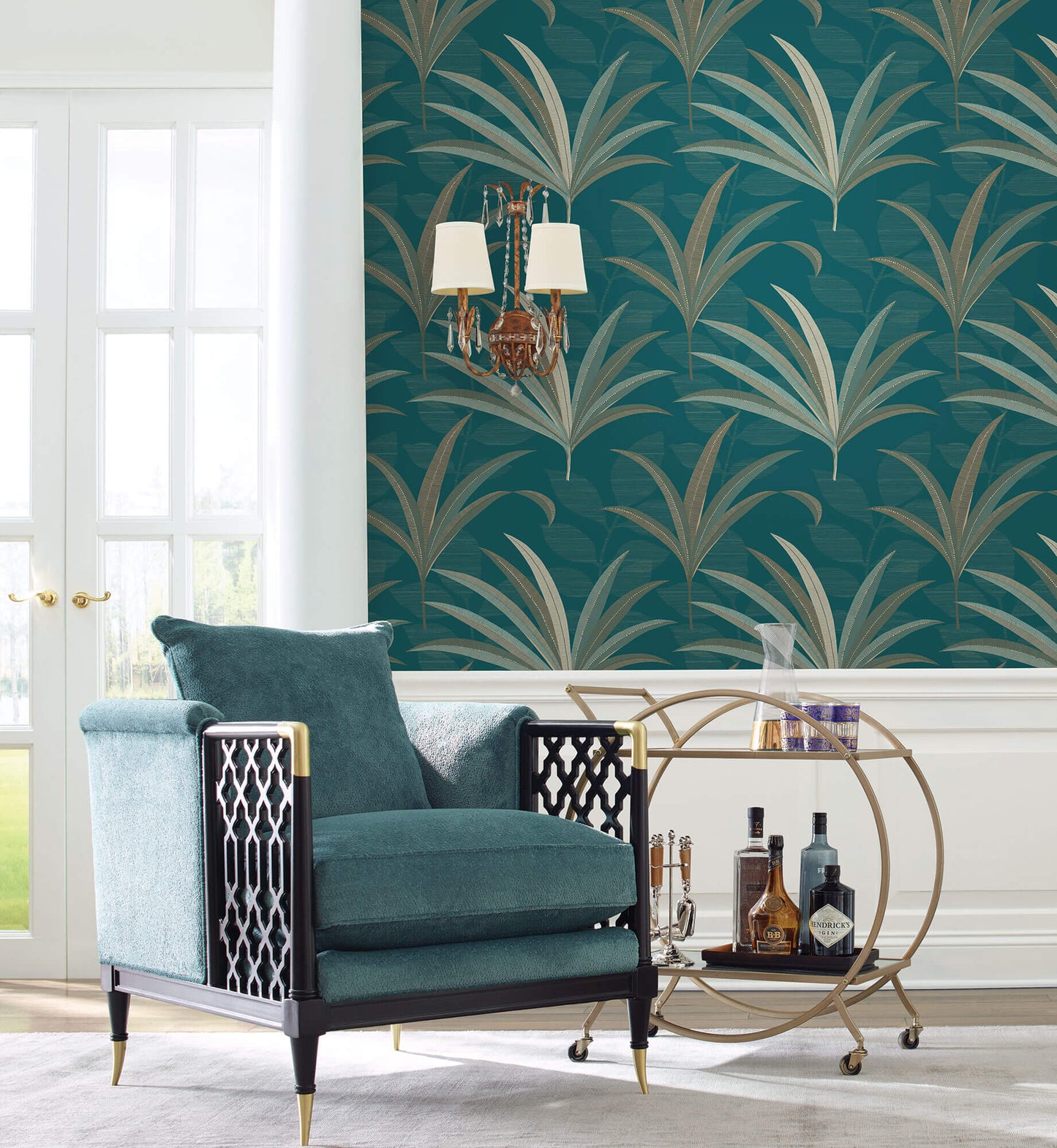 Antonina Vella Deco El Morocco Palm Wallpaper - Blue