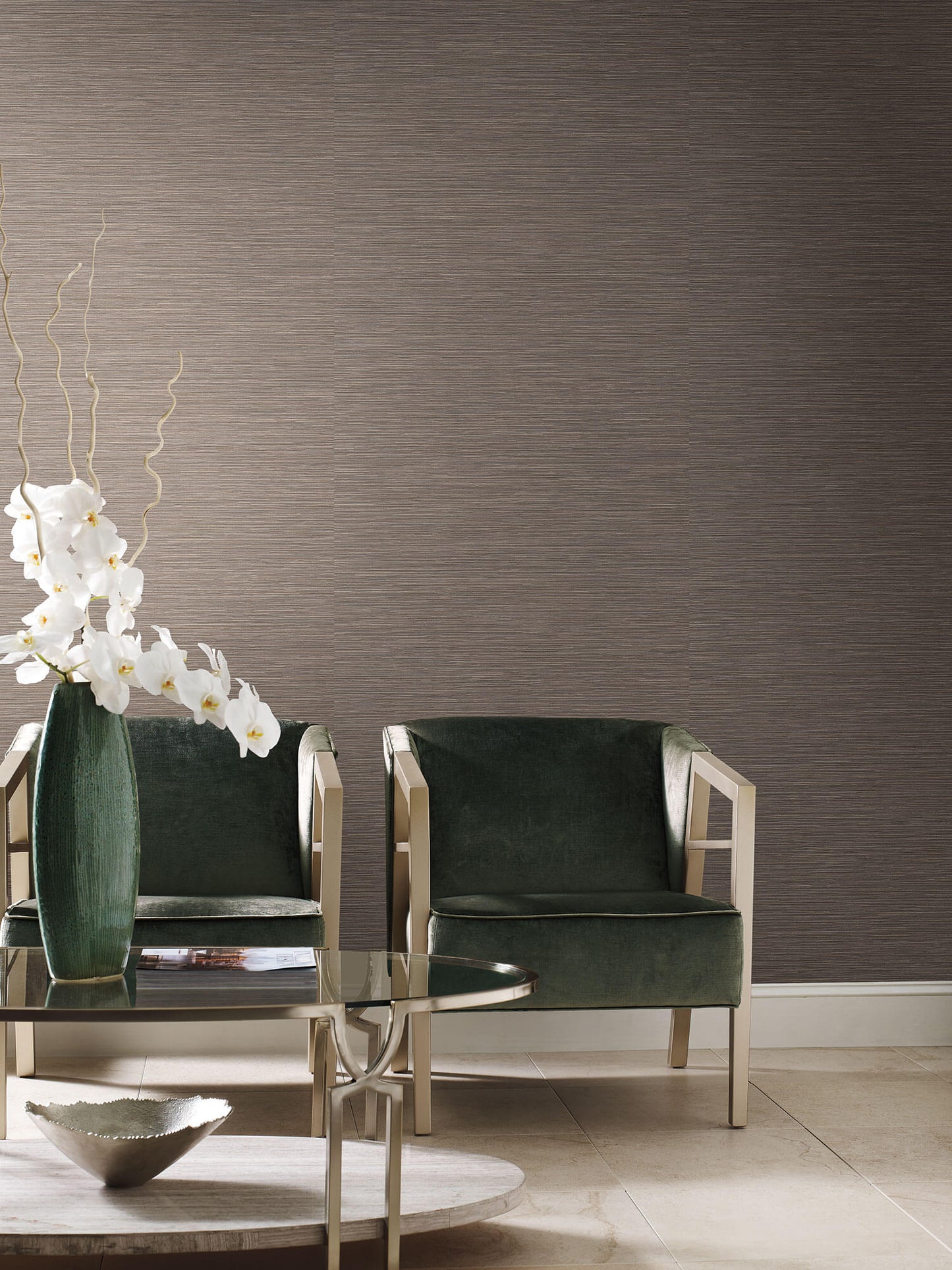 Grasscloth Resource Library Ramie Weave Wallpaper - Warm Gray