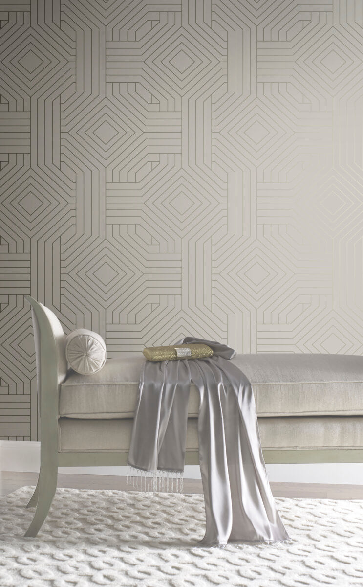 Candice Olson Modern Artisan Diverging Diamonds Wallpaper - Taupe