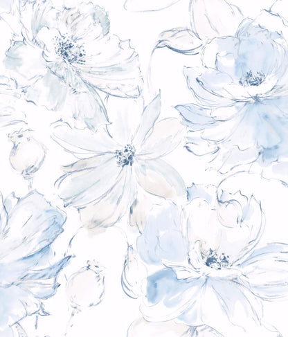 Floral Dreams Wallpaper - Blue & White