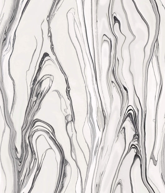 Liquid Marble Wallpaper - Black & White