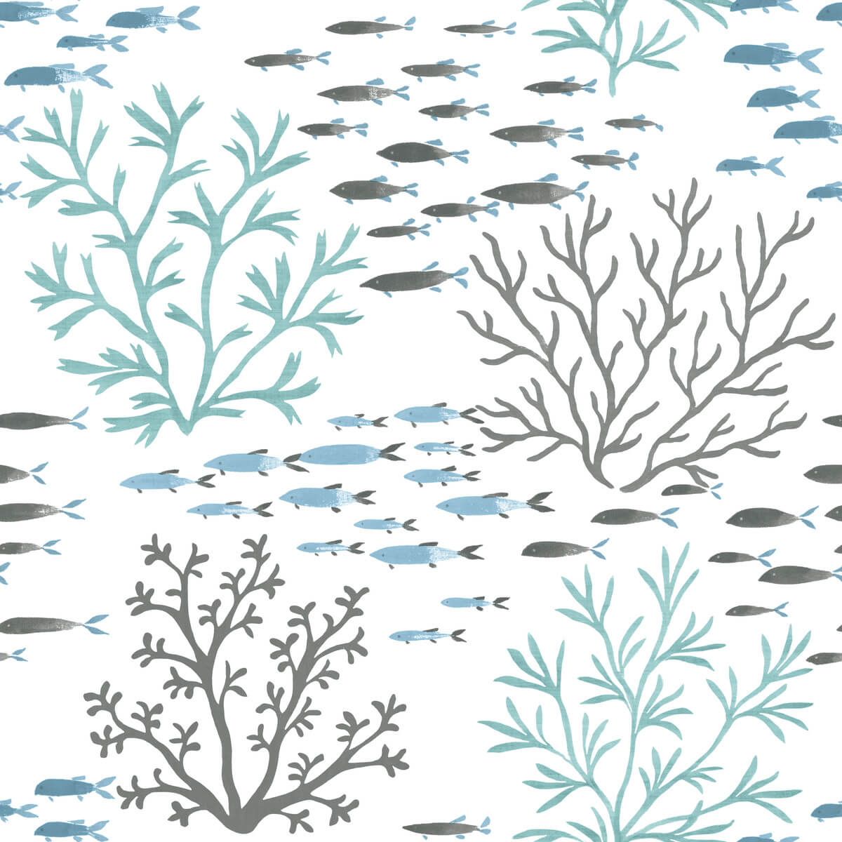 Waters Edge Resource Library Marine Garden Wallpaper - Blue & Brown