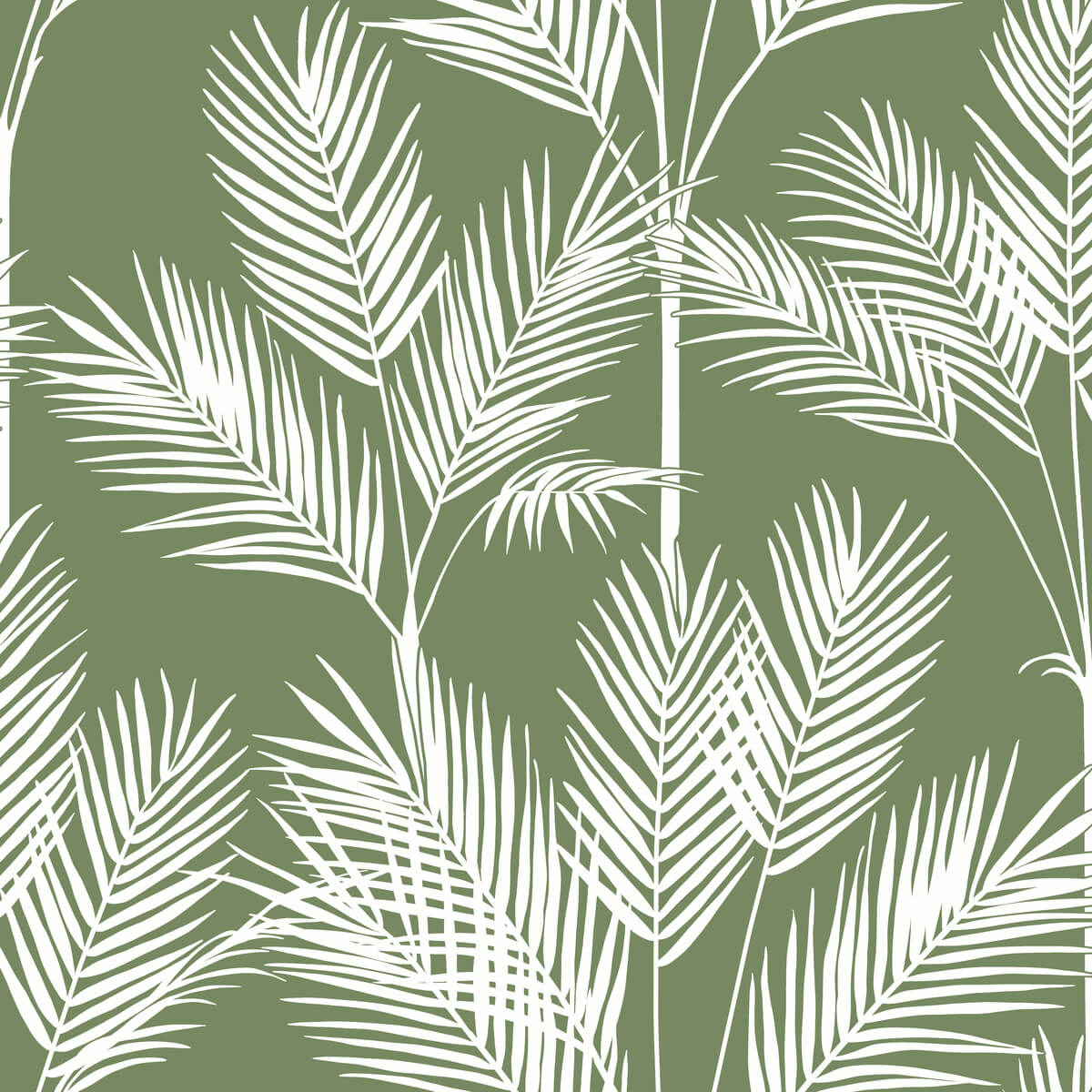 Waters Edge Resource Library King Palm Silhouette Wallpaper - Green