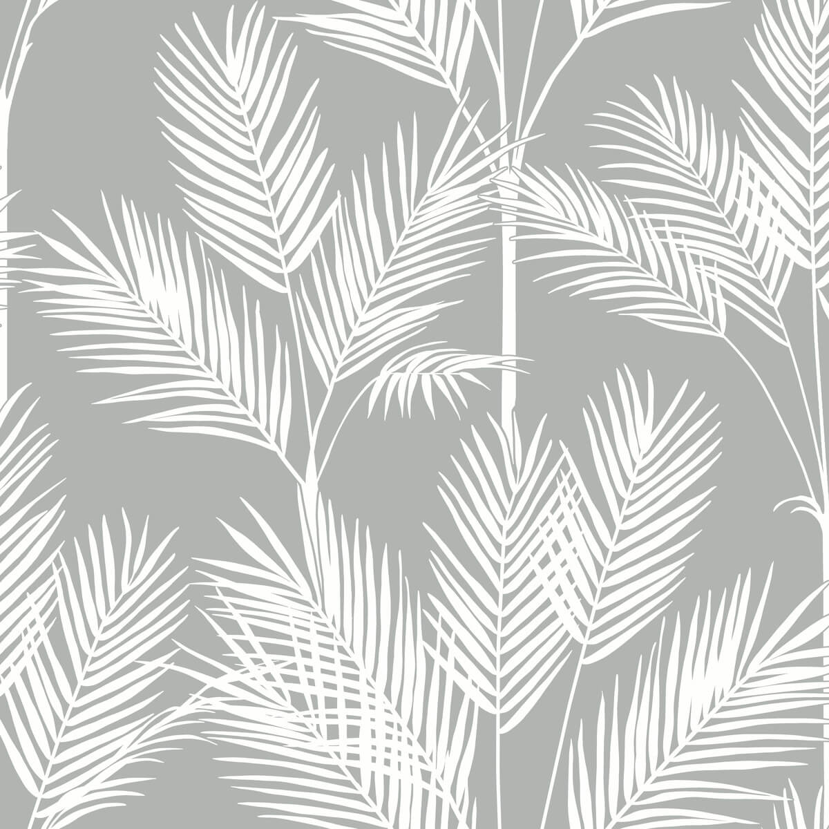 Waters Edge Resource Library King Palm Silhouette Wallpaper - Gray