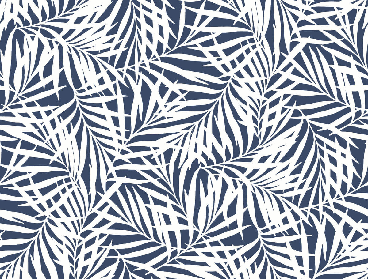 Waters Edge Resource Library Oahu Fronds Wallpaper - Blue