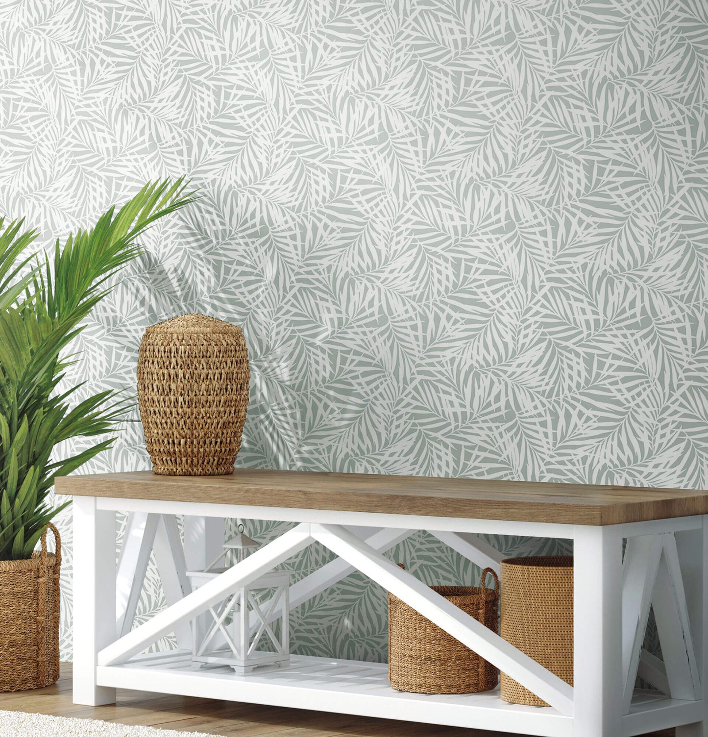Waters Edge Resource Library Oahu Fronds Wallpaper - Light Green