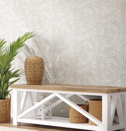 Waters Edge Resource Library Oahu Fronds Wallpaper - Off White