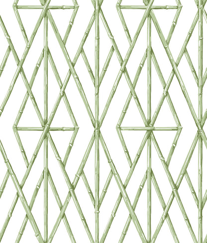 5014400  Bamboo Trellis Panel B, Green - Schumacher Wallpaper