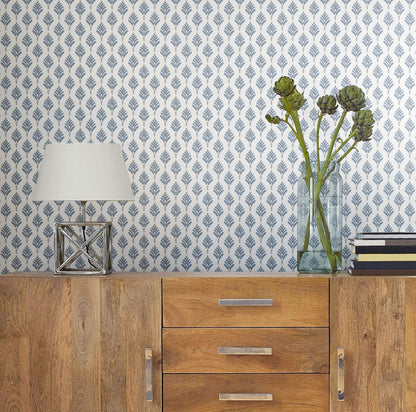 Waters Edge Resource Library French Scallop Wallpaper - Blue