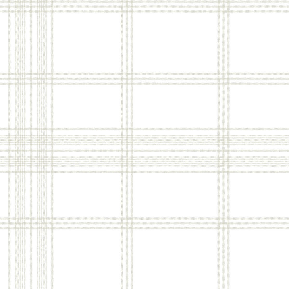 Waters Edge Resource Library Charter Plaid Wallpaper - Off White