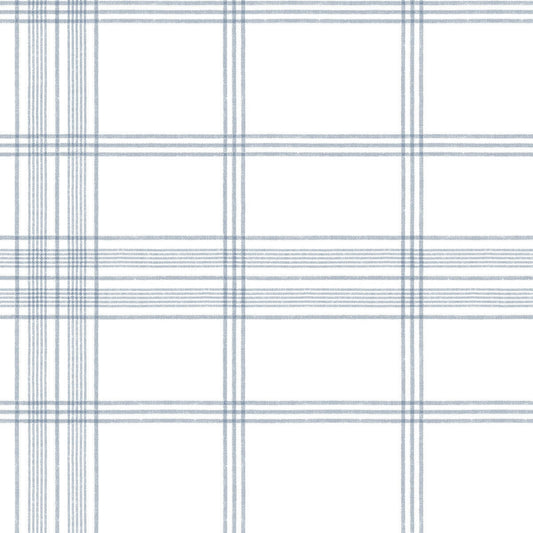 Waters Edge Resource Library Charter Plaid Wallpaper - Blue