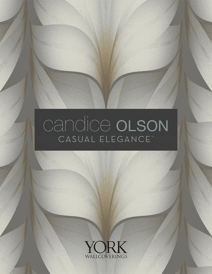 Candice Olson Casual Elegance Contoured Leaves Wallpaper - Indigo Blue