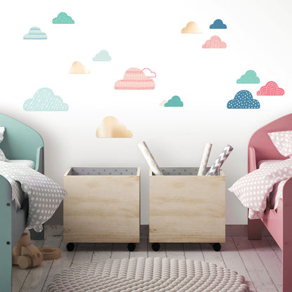 Colorful Clouds Peel & Stick Wall Decals with Mirrors