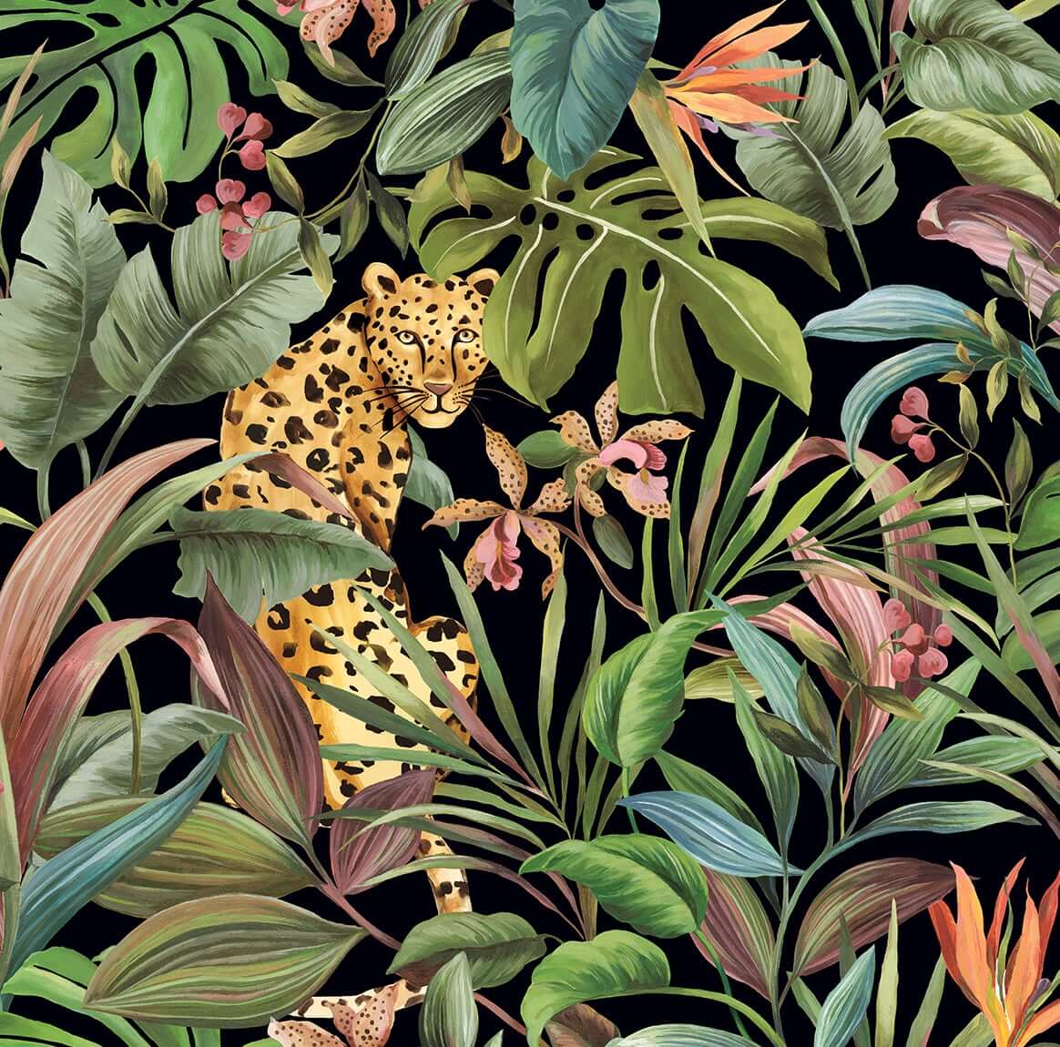 Daisy Bennett Tropical Leopard Peel & Stick Wallpaper - Black