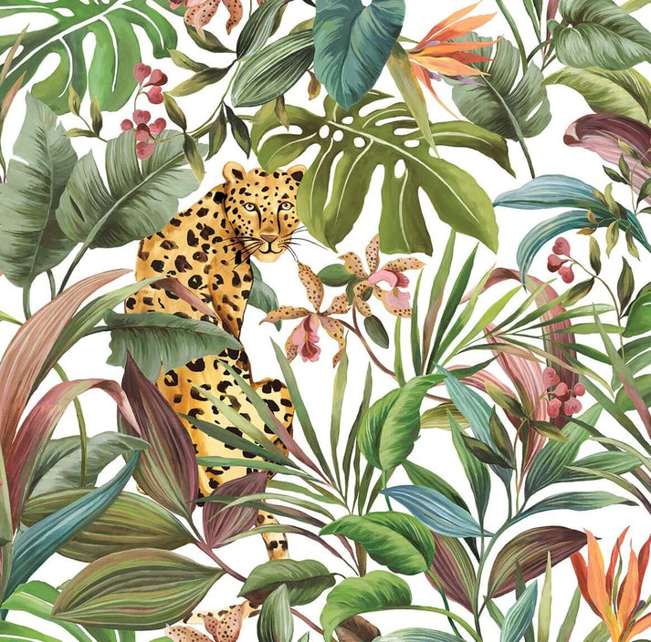 DB20105 Daisy Bennett Tropical Leopard Peel & Stick Wallpaper - White ...