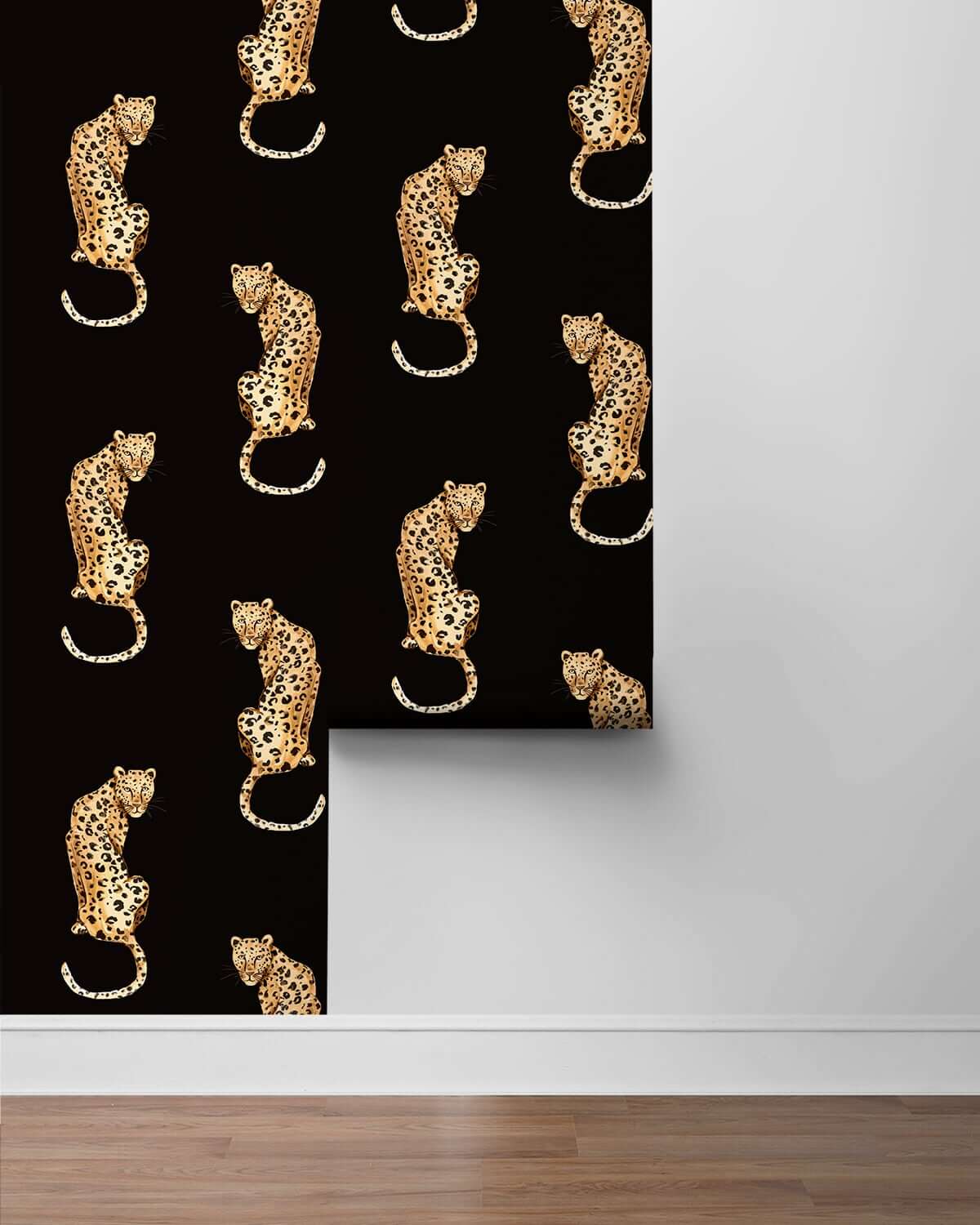 I Love Wallpaper Leopard Metallic Animal Print Wallpaper in Black and