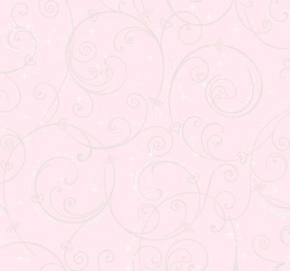 Disney Kids Vol. 4 Princess Perfect Scroll Wallpaper - Pink/ Glitter