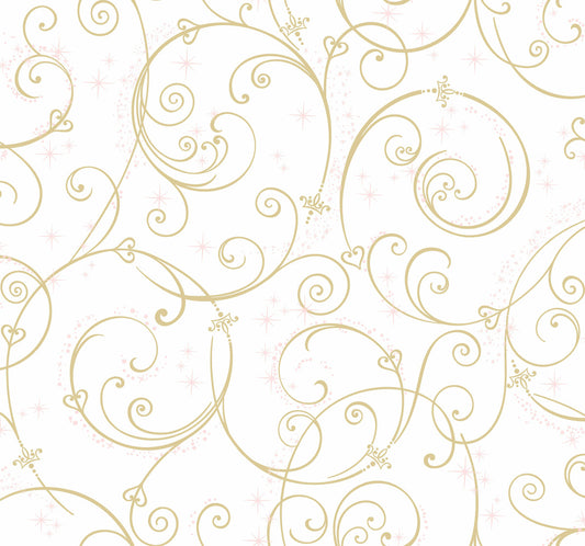 Disney Kids Vol. 4 Princess Perfect Scroll Wallpaper - Gold/Glitter