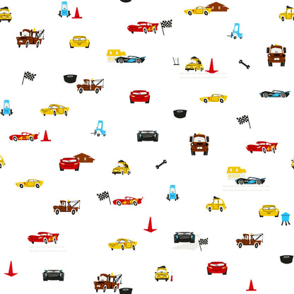 Pixar Cars Racing Spot Wallpaper - White