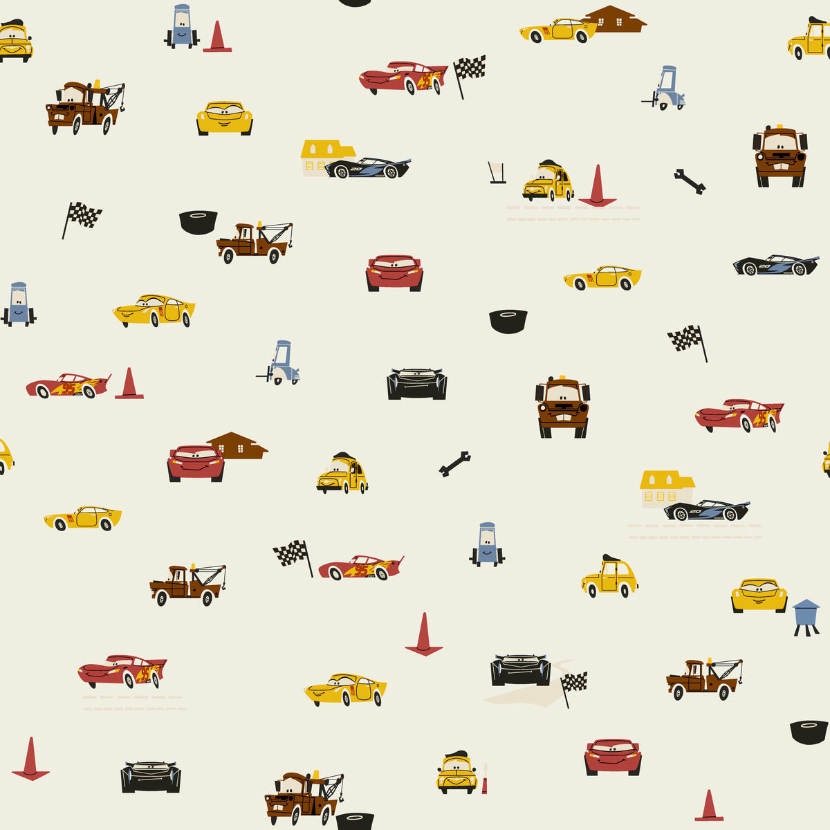 Pixar Cars Racing Spot Wallpaper - Cream