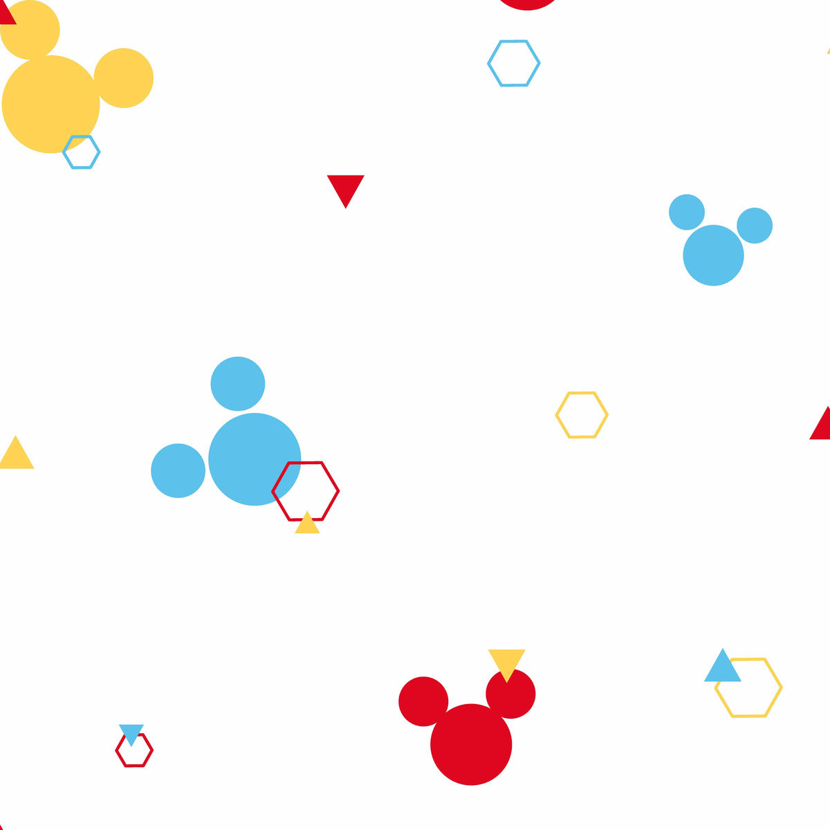 Disney Kids Vol. 4 Mouse Geometric Wallpaper - Red, Blue, Yellow
