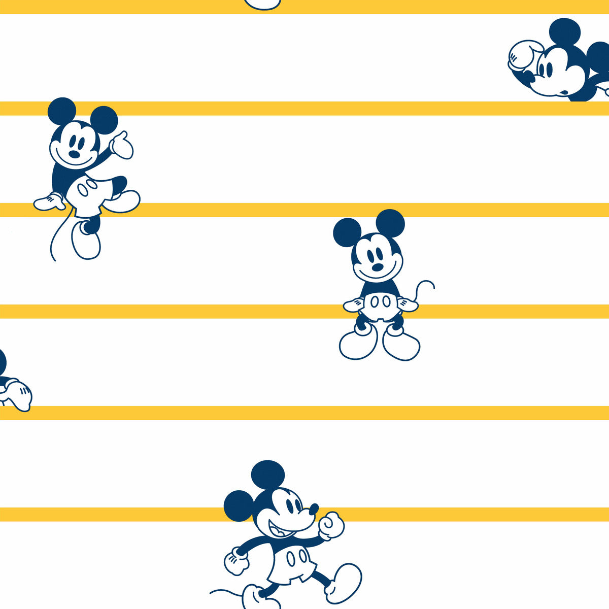 Disney Kids Vol. 4 Mickey Mouse Stripe Wallpaper - Yellow
