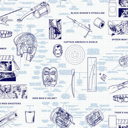 Marvels Heroes Schematics Wallpaper - Blue & White
