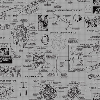 Marvel Heroes Schematics Wallpaper - Gray & Black