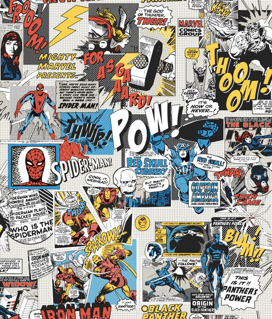 Marvel Comics Pow! Wallpaper - Black, Blue, Red