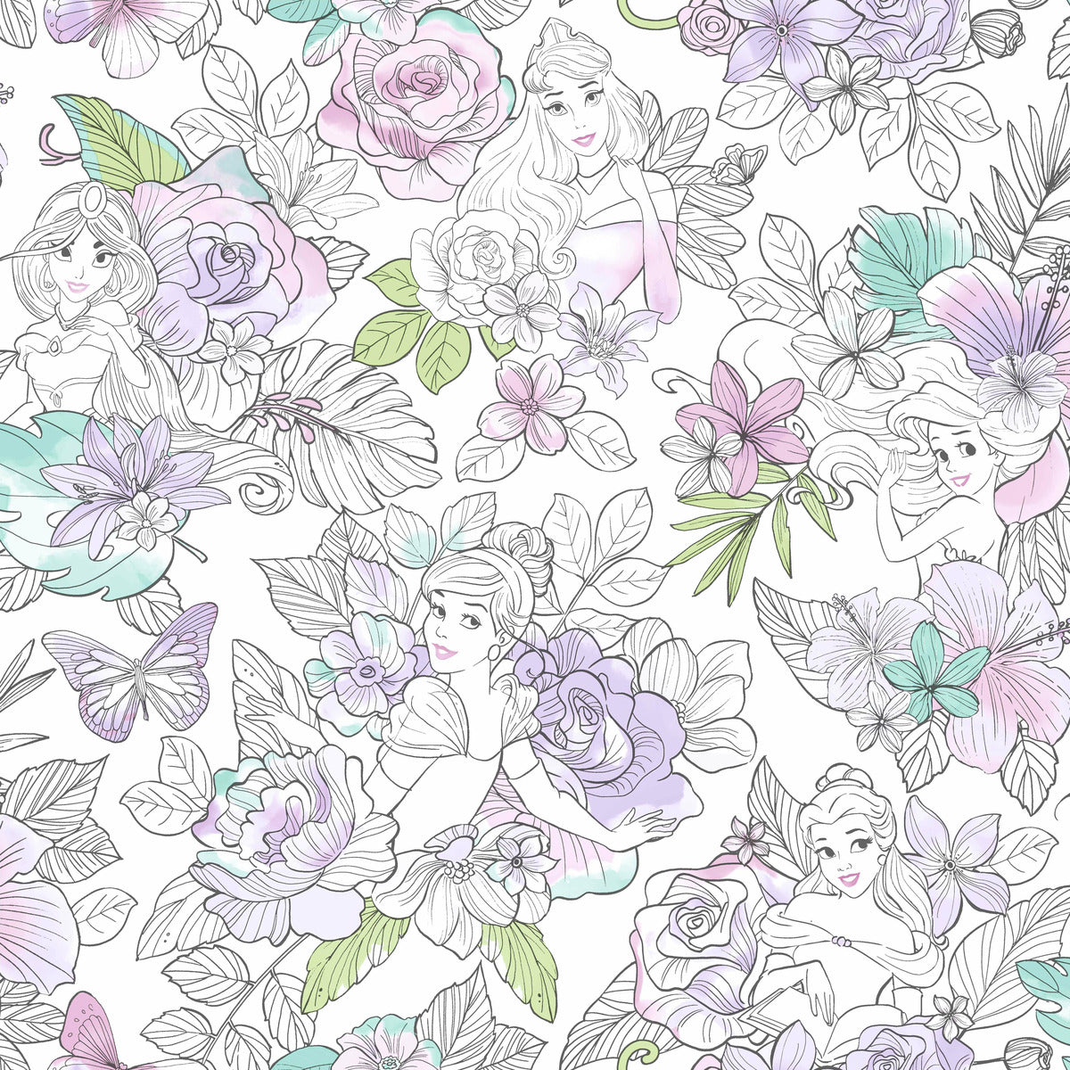 Disney Kids Vol. 4 Princess Royal Floral Wallpaper - SAMPLE