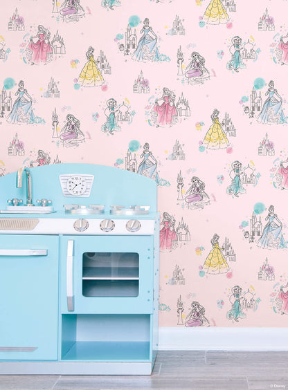 Disney Kids Vol. 4 Princess Pretty Elegant Wallpaper - Pink