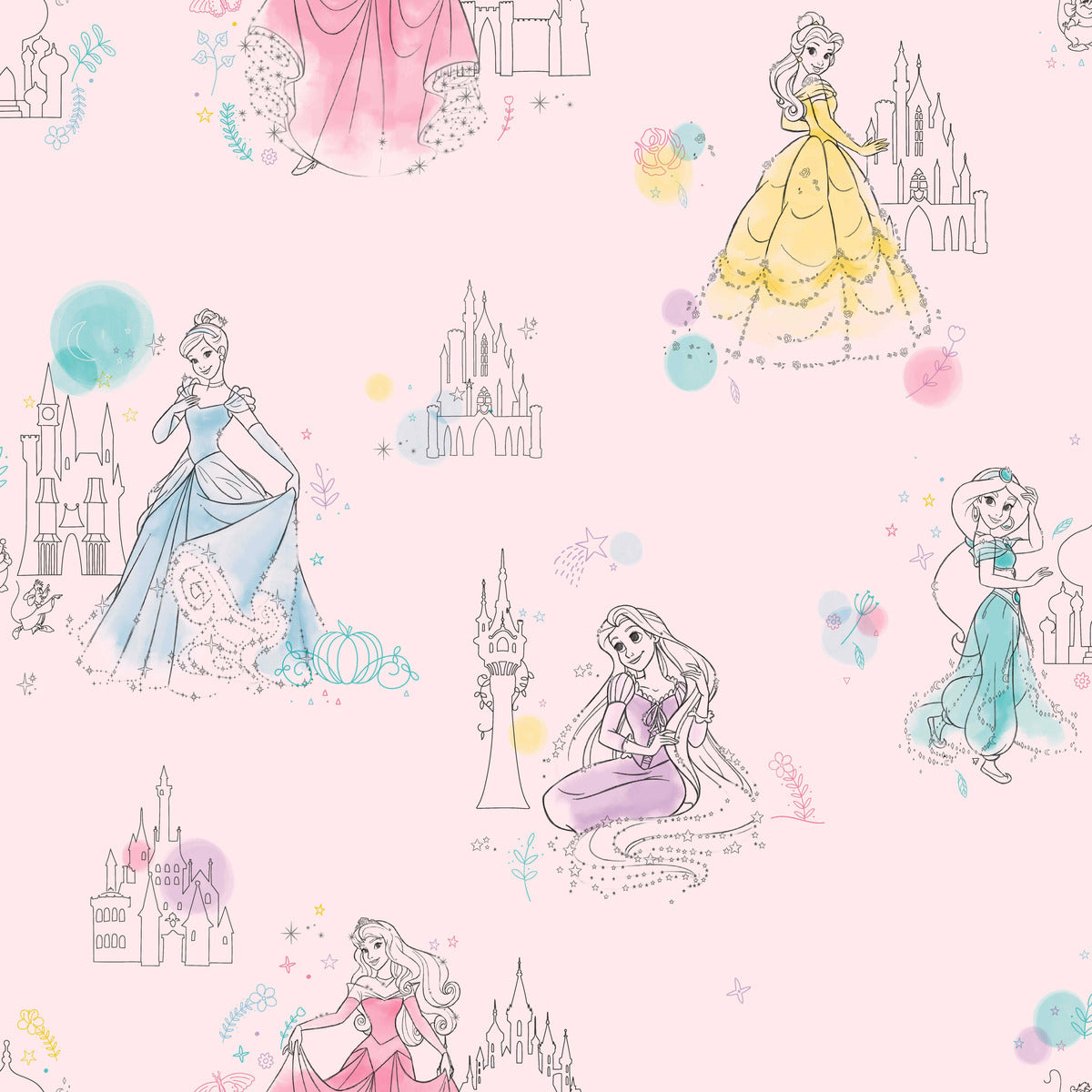 Disney Kids Vol. 4 Princess Pretty Elegant Wallpaper - Pink