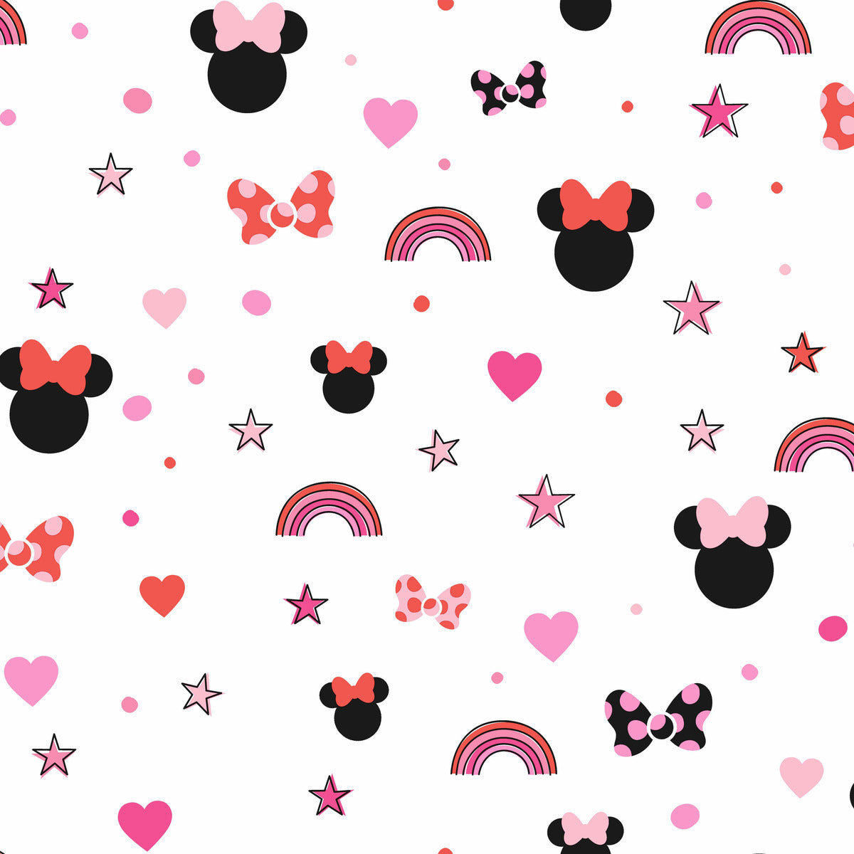 Disney Kids Vol. 4 Minnie Mouse Rainbow Wallpaper - Red