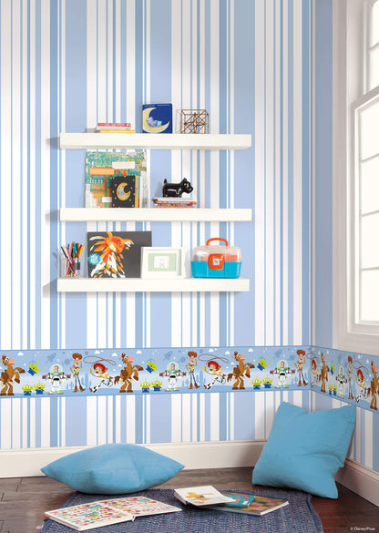 Pixar Toy Story 4 Owens Stripe Wallpaper - Blue