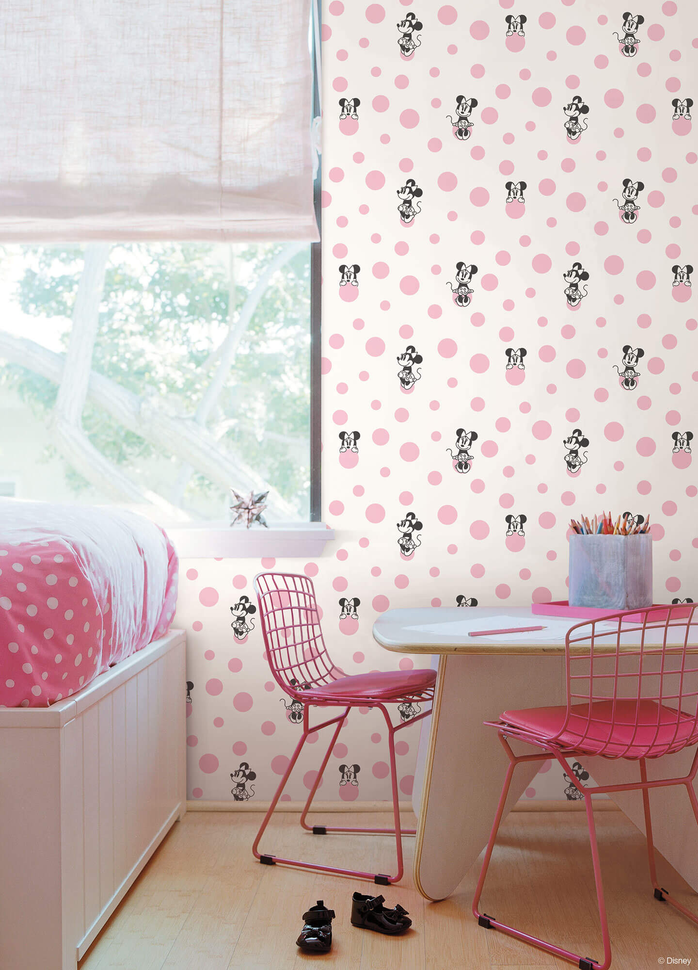Disney Kids Vol. 4 Minnie Mouse Dots Wallpaper - Pink