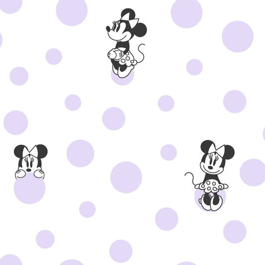 Disney Kids Vol. 4 Minnie Mouse Dots Wallpaper - Purple